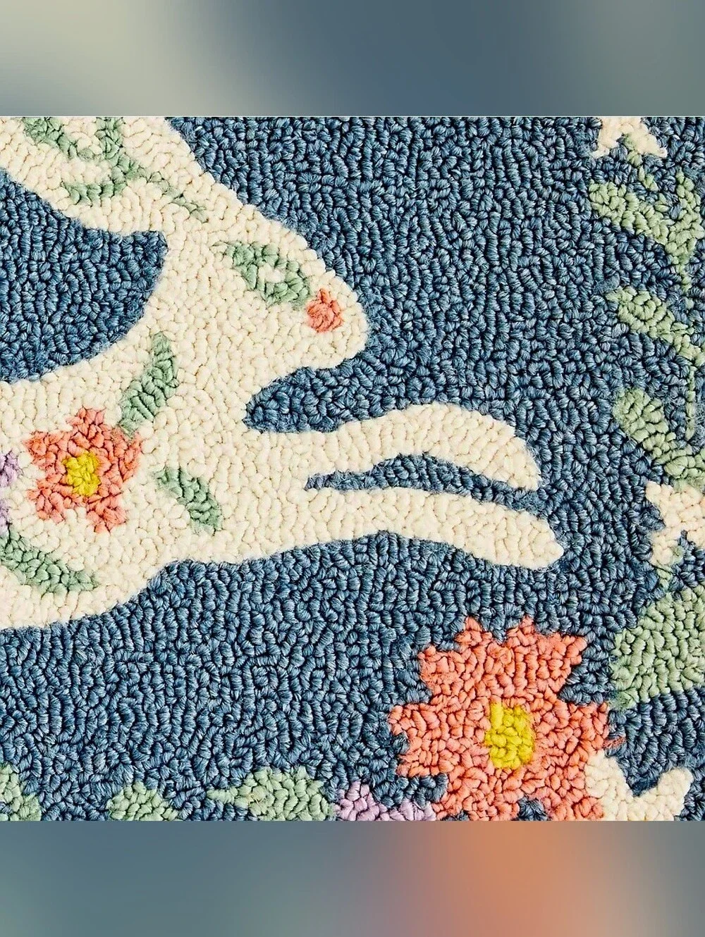 New Floral Leaping Easter Bunny Hook Accent Rug, 18x30, Home decor accent